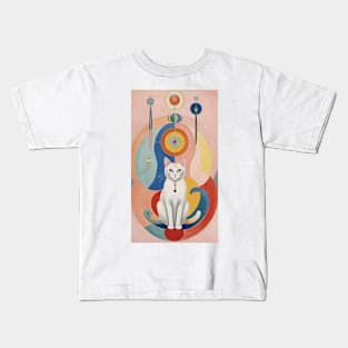 Hilma af Klint's Abstract Feline Wonderland: Whimsical Reverie Kids T-Shirt